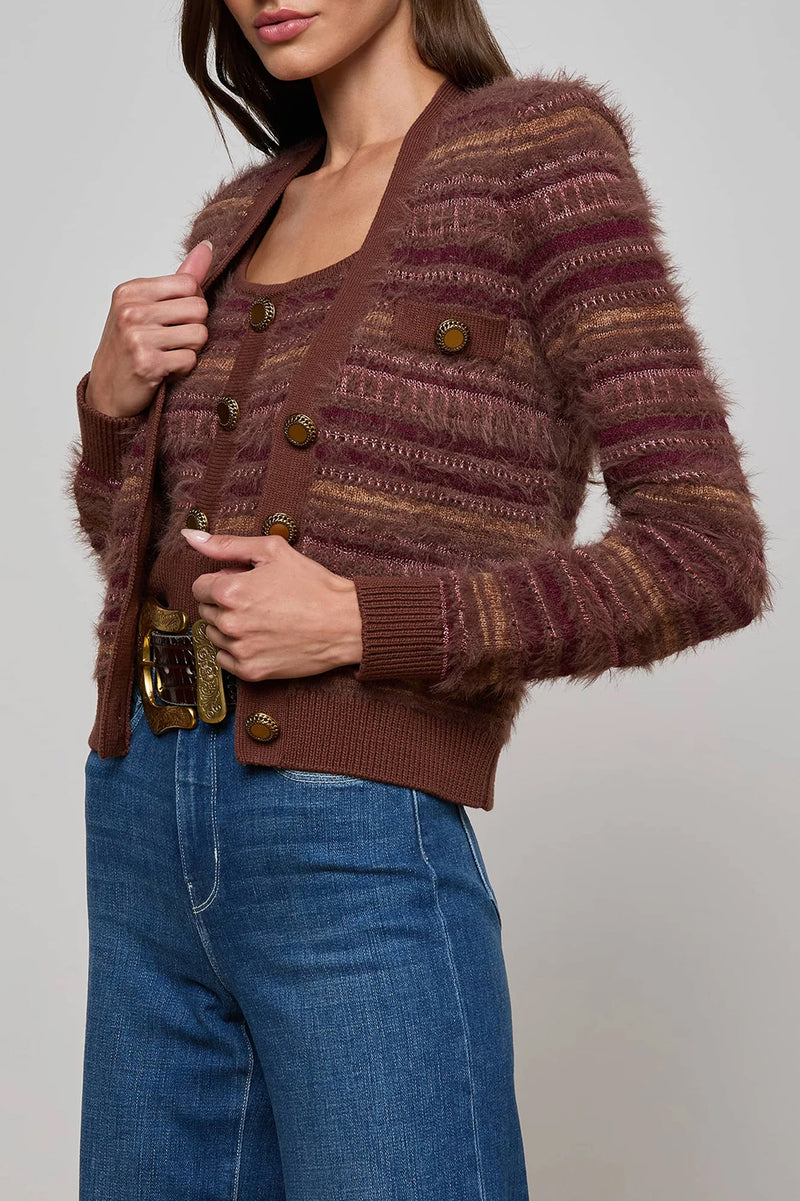 Ariadne Cardigan in Natural Mauve Multi