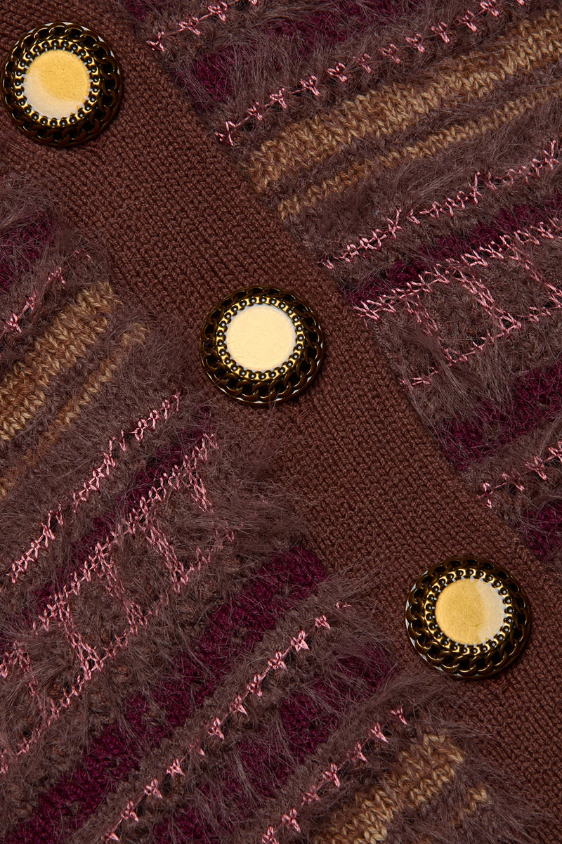 Ariadne Cardigan in Natural Mauve Multi