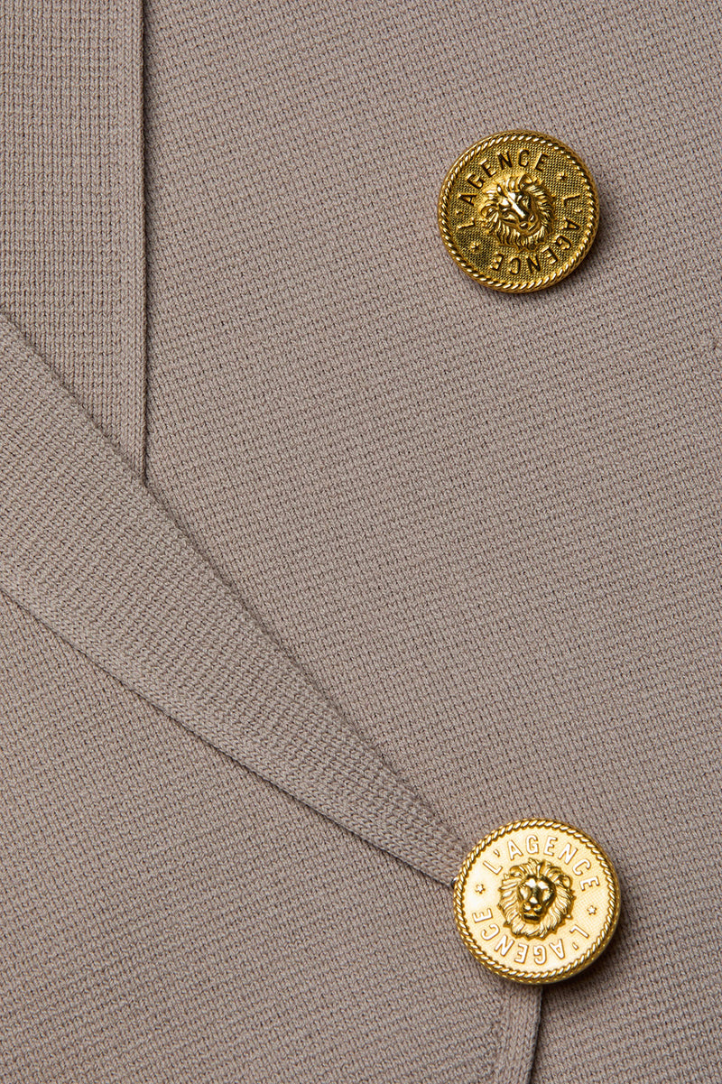 Elio Cropped Knit Blazer in Pale Khaki Gold