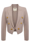 Elio Cropped Knit Blazer in Pale Khaki Gold