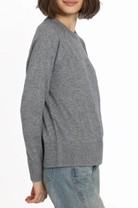 Cashmere Raglan Pullover with Fashioning in Grey Shadow