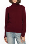 Cashmere Turtleneck Pullover w/ Slit Sleeve Detail in bordeaux