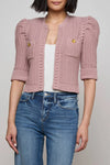 Delilah Cropped Cardigan in Light Mauve Gold