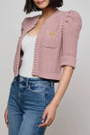 Delilah Cropped Cardigan in Light Mauve Gold