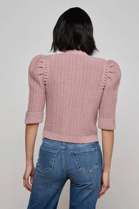 Delilah Cropped Cardigan in Light Mauve Gold