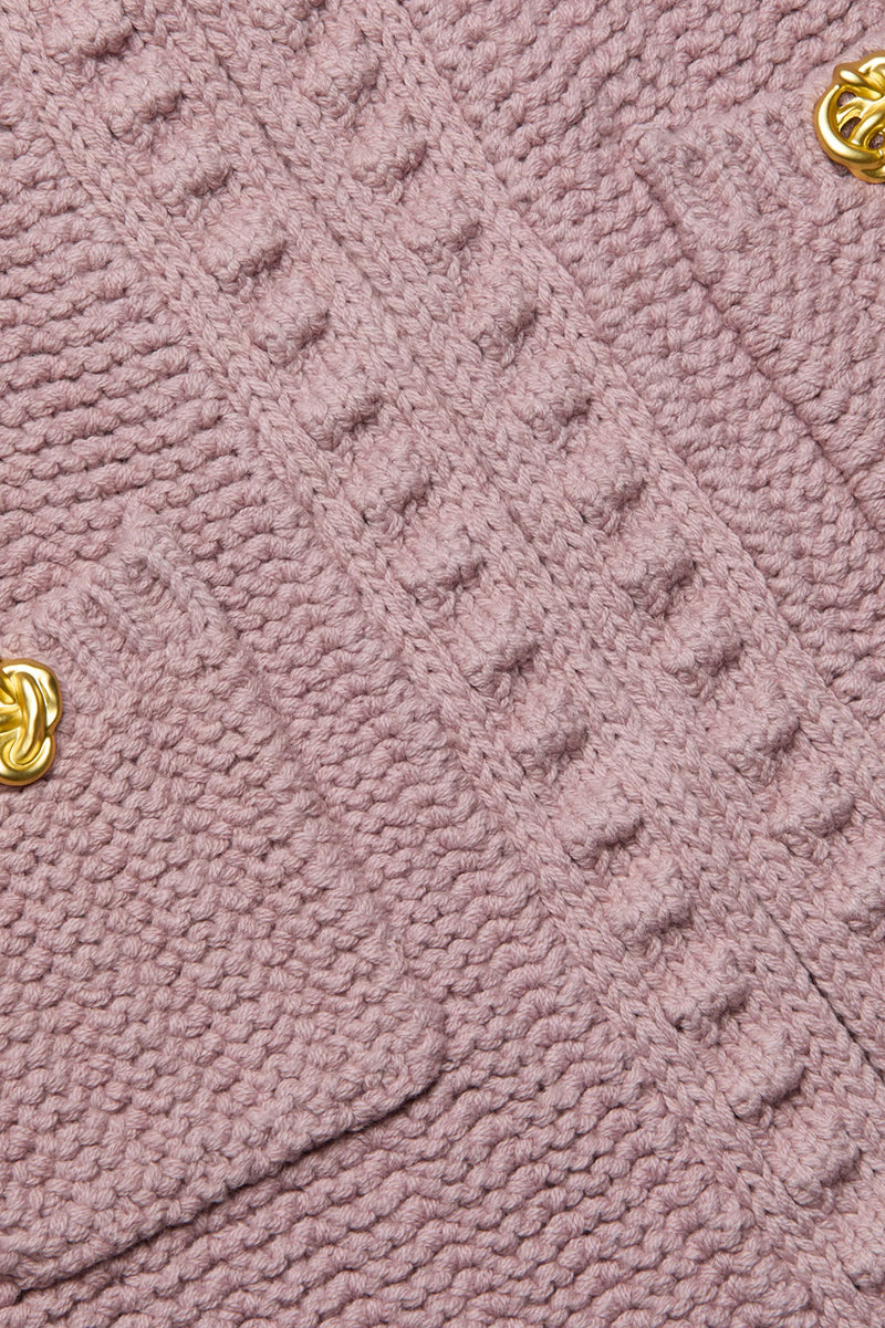 Delilah Cropped Cardigan in Light Mauve Gold