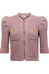 Delilah Cropped Cardigan in Light Mauve Gold