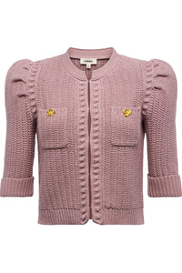 Delilah Cropped Cardigan in Light Mauve Gold