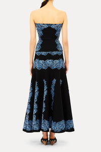 Madelie Strapless Knit Jacquard Top in Ocean