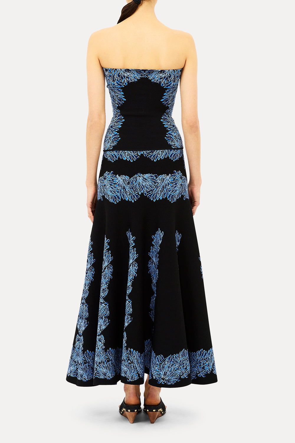 Madelie Strapless Knit Jacquard Top in Ocean