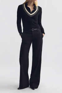 Aziel Cashmere Sweater in Black Ivory