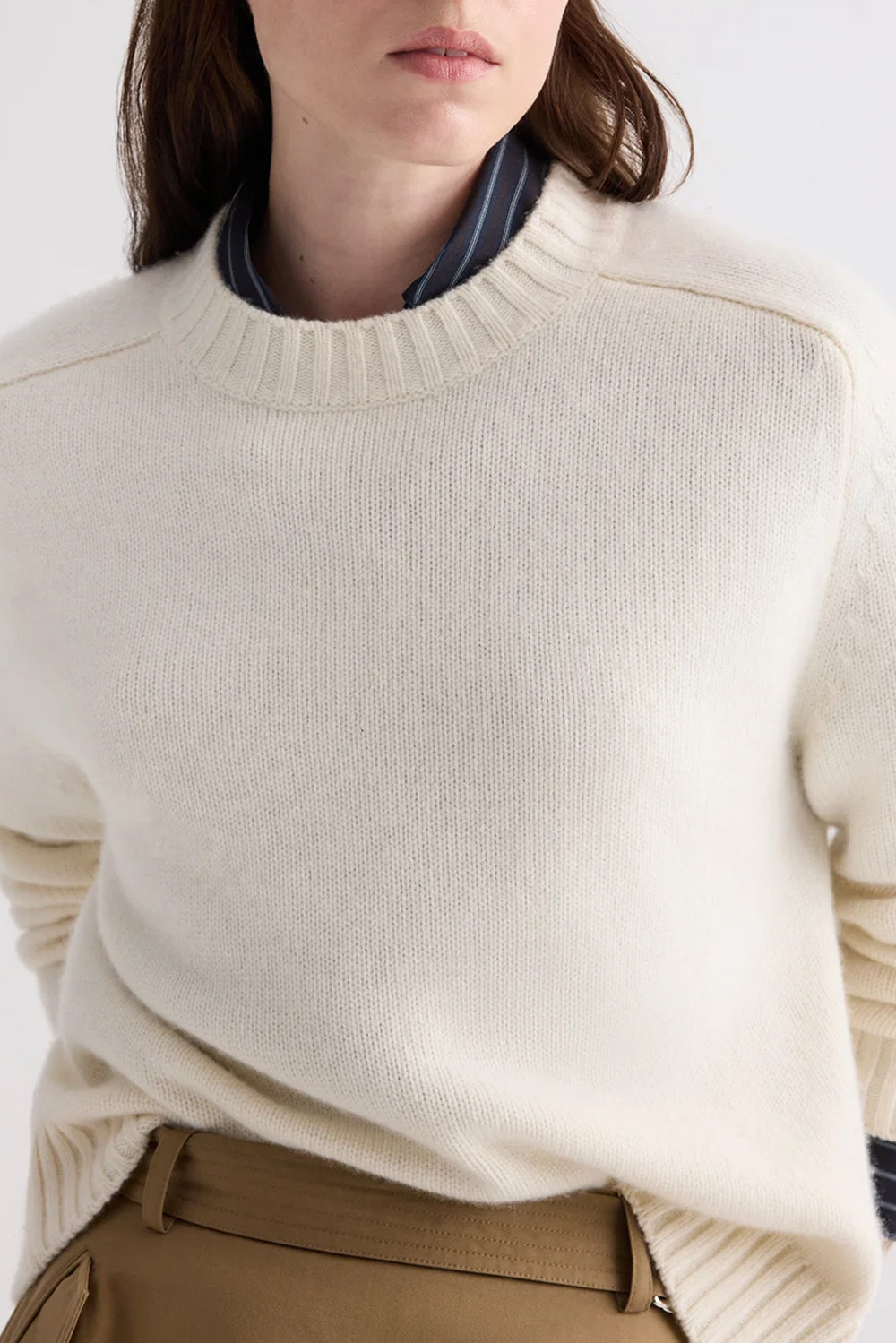New Jill Crewneck Sweater in Italian Cashmere Ivory