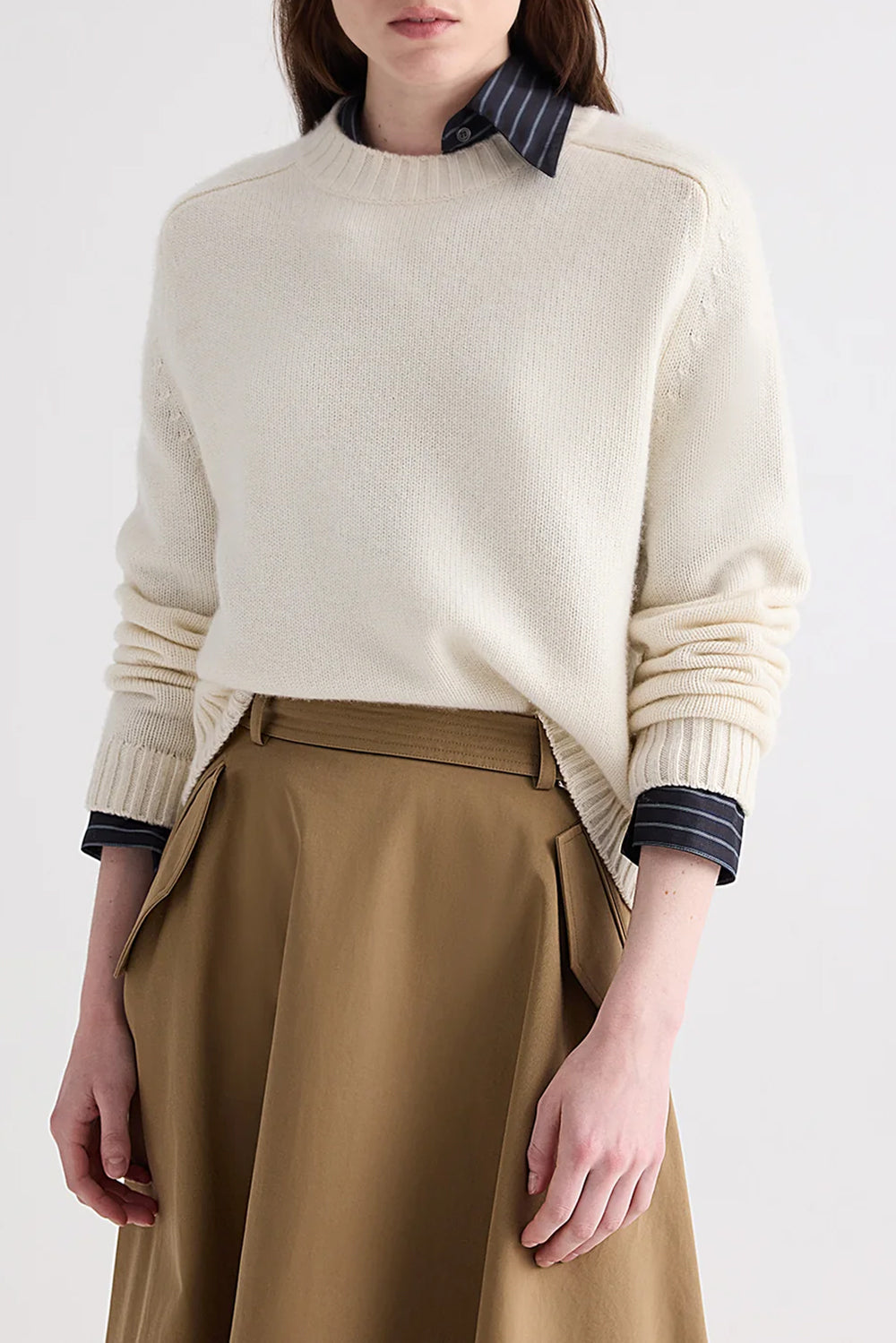 New Jill Crewneck Sweater in Italian Cashmere Ivory