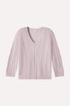 Cashmere Novelty Cable V Neck in Fog
