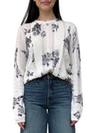 Floral Printed Cable & Pointelle Crew in Chalk Combo