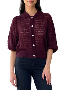 Puff Sleeve Collared Cardi