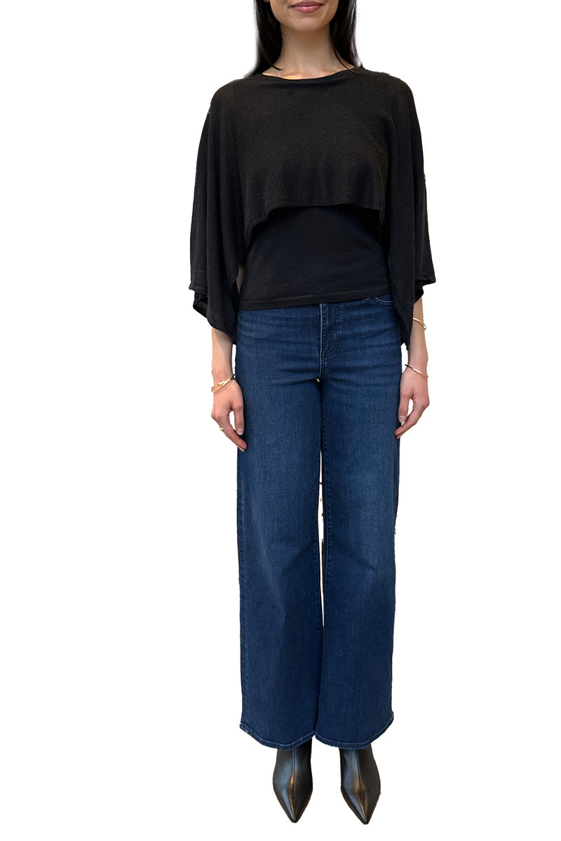 Layered Caplet Top in Black