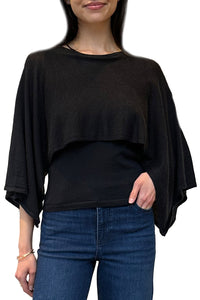 Layered Caplet Top in Black