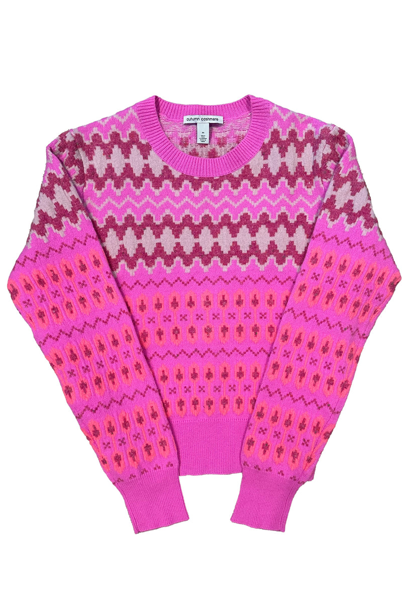 Fairisle Crew in Pink Combo