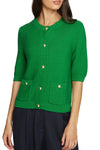 Button Elbow Sleeve Jacket with Pockets in Clover