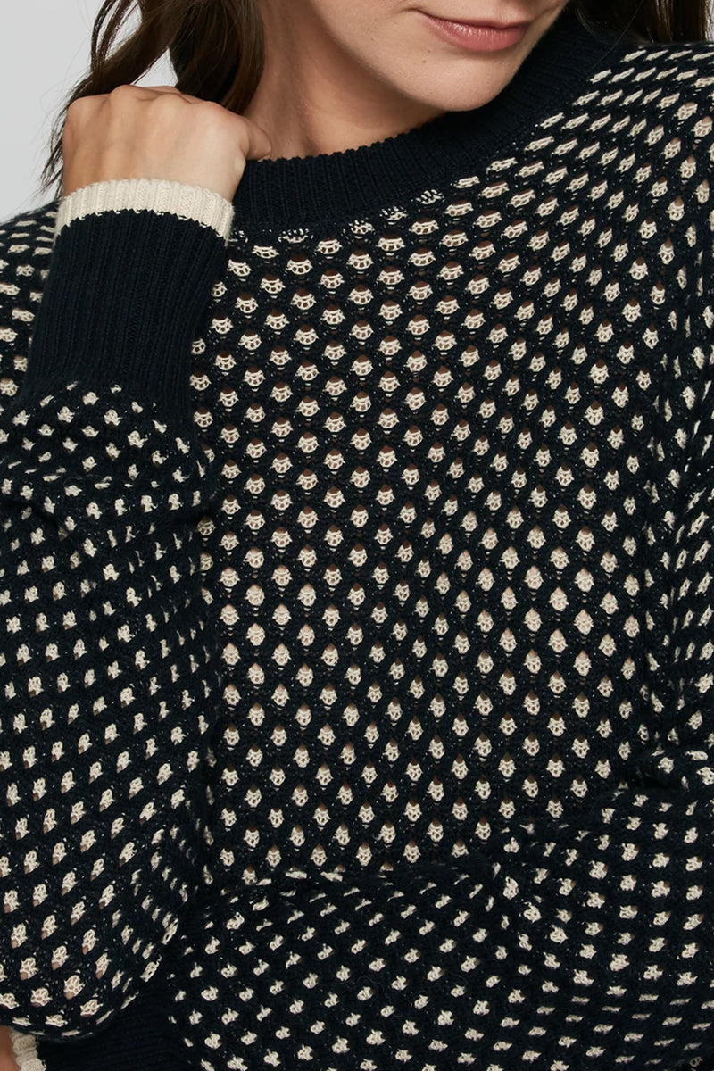 Reversible 2 Tone Mesh Sweatshirt in Navy Natural