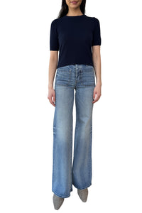 Cropped Short Sleeve Crew in Navy