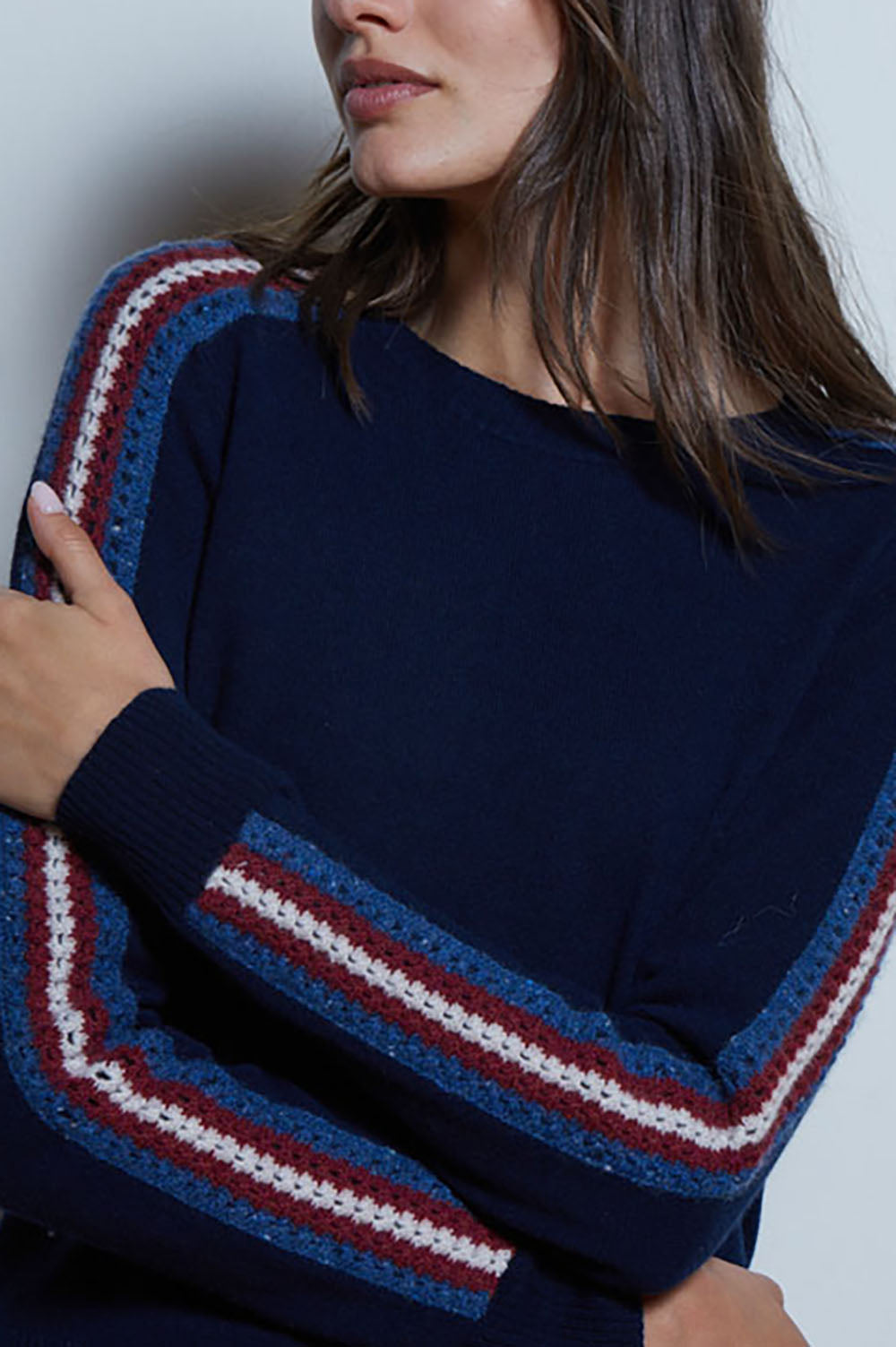 Jersey Crew with Chunky Racing Stripes in Navy Combo