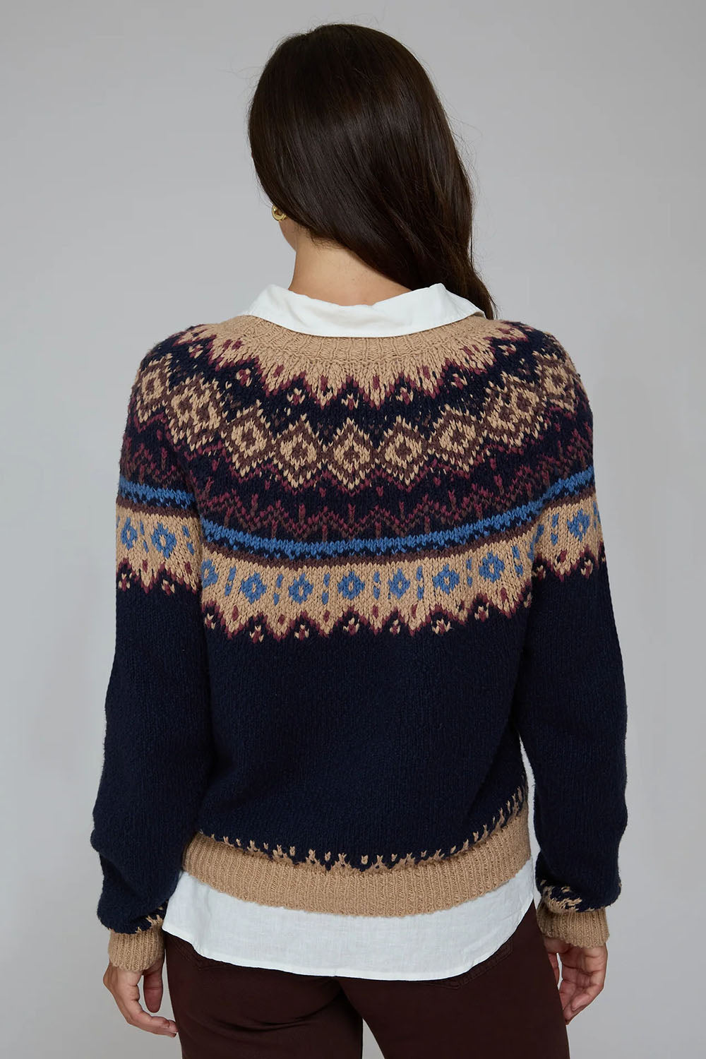 Chunky Fair Isle Crew in Navy Combo