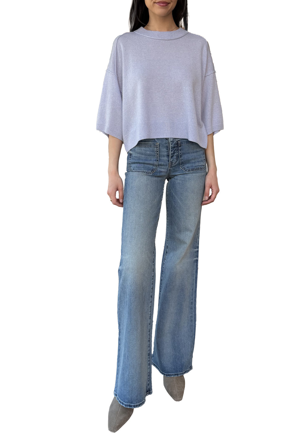 Boxy Short Sleeve Crew W/ Reversed Seams in Dawn