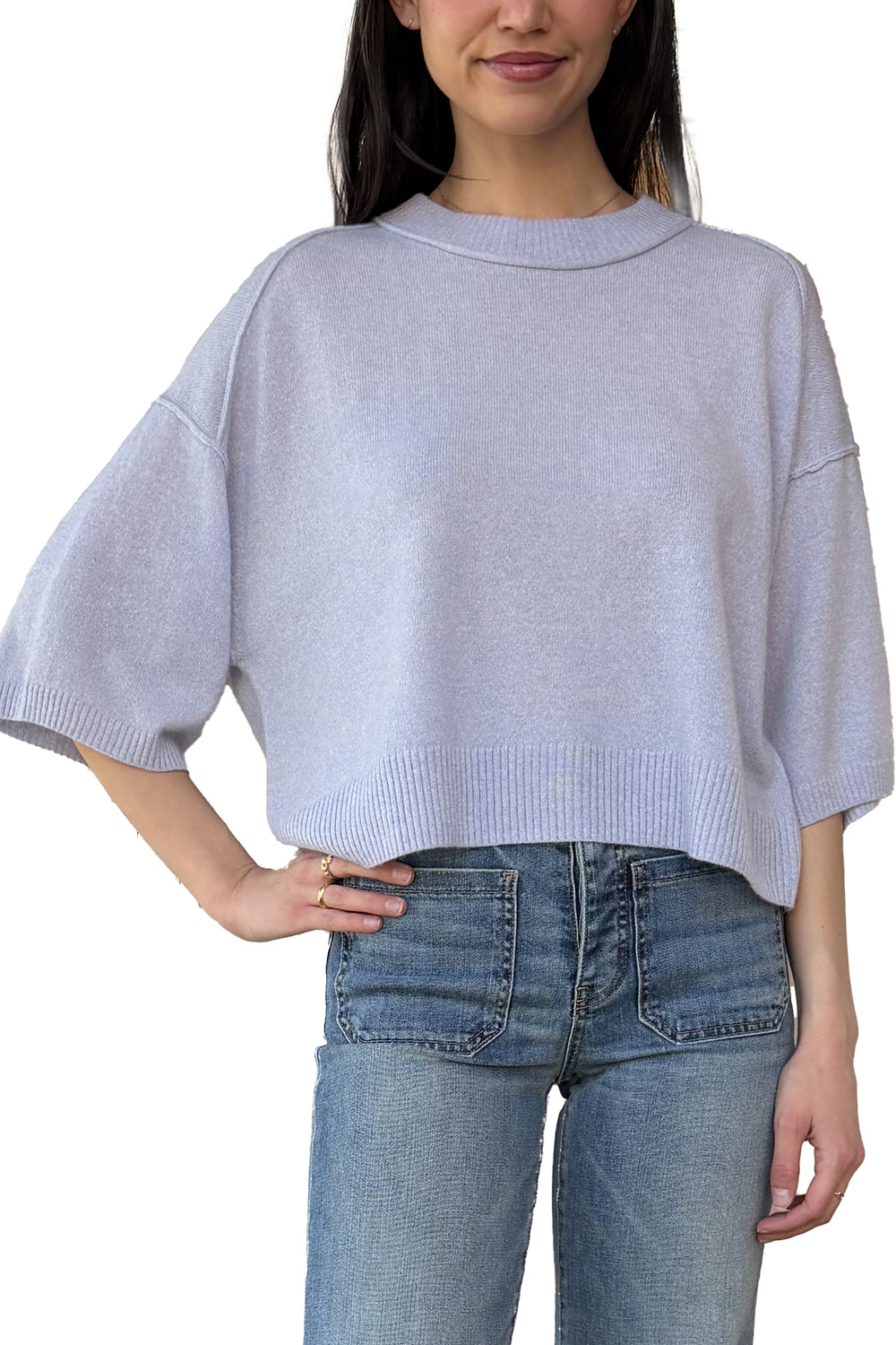 Boxy Short Sleeve Crew W/ Reversed Seams in Dawn