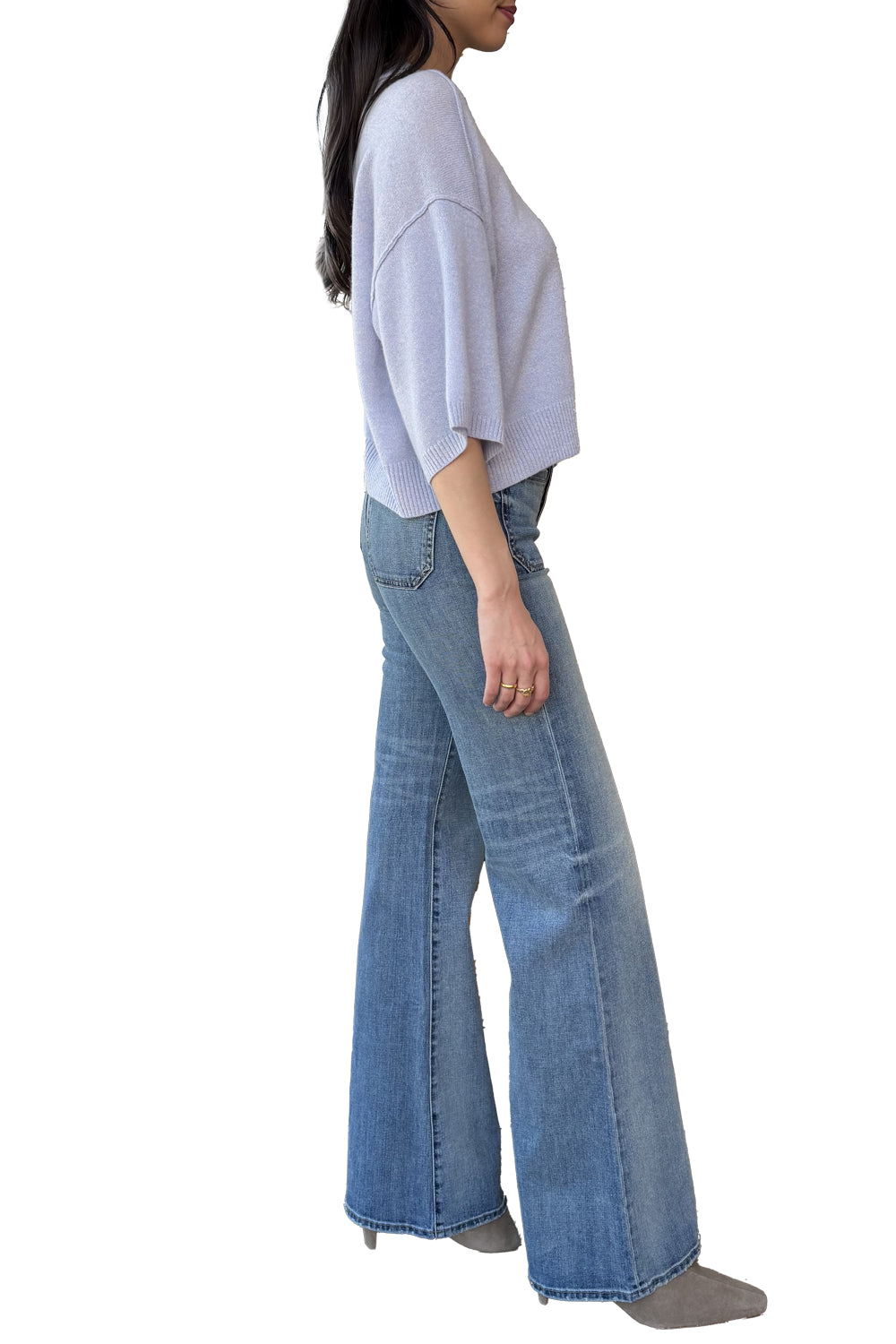 Boxy Short Sleeve Crew W/ Reversed Seams in Dawn