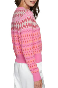 Fairisle Crew in Pink Combo