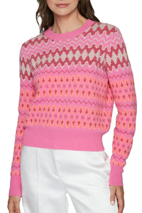 Fairisle Crew in Pink Combo