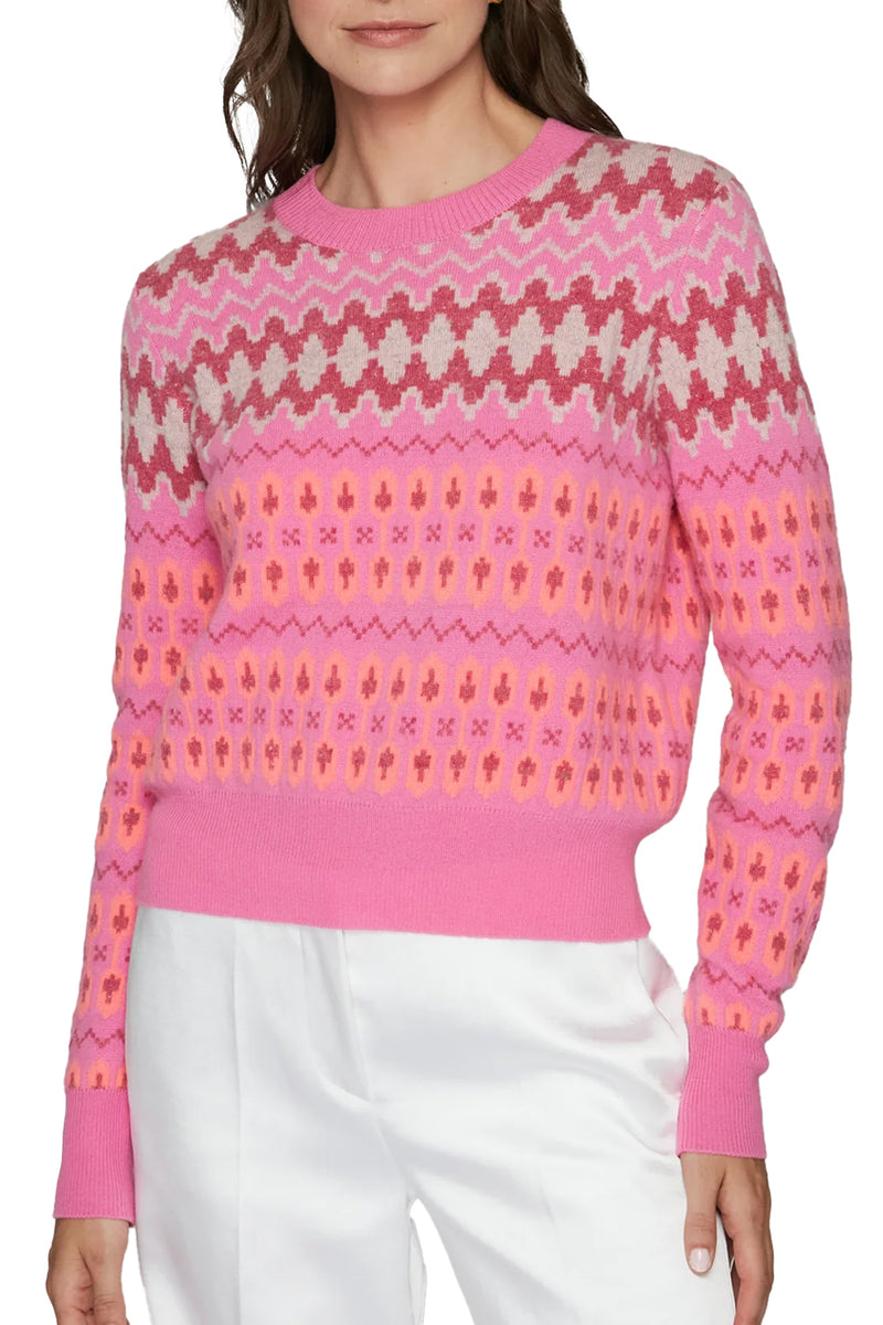 Fairisle Crew in Pink Combo