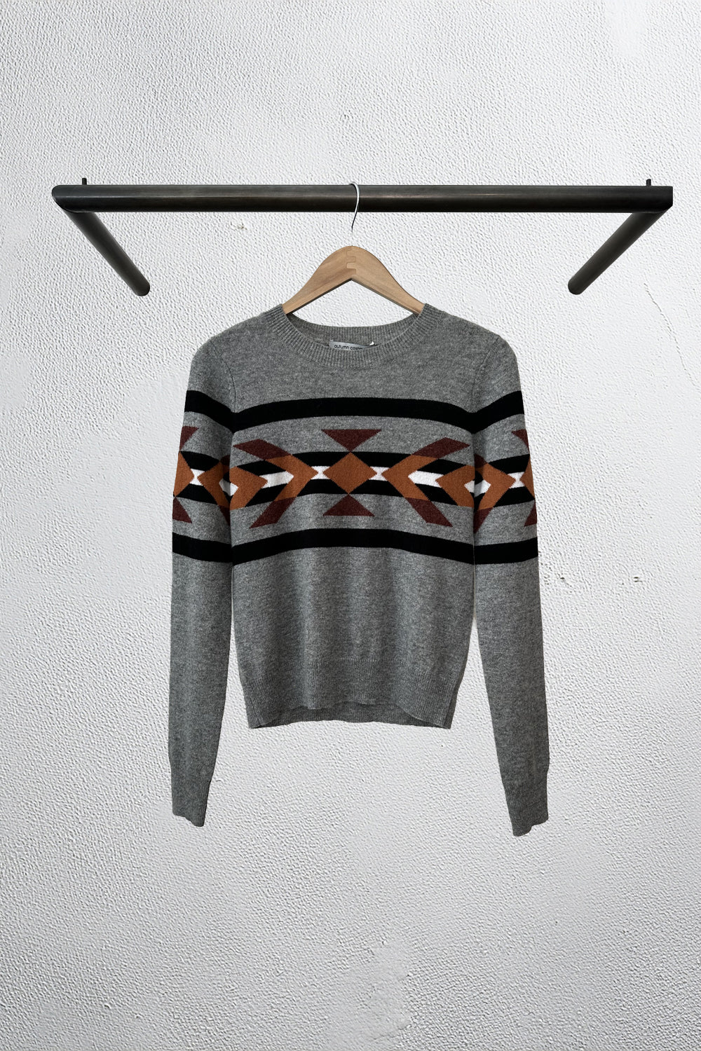 Southwest Intarsia Crew in Cement Combo