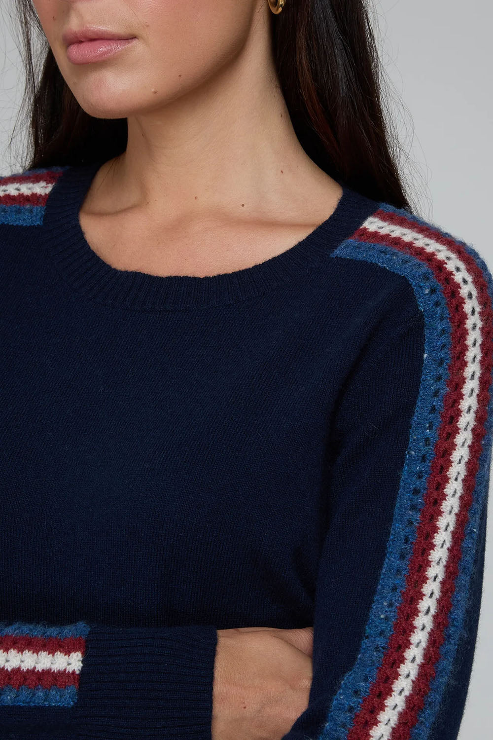 Jersey Crew with Chunky Racing Stripes in Navy Combo