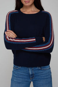 Jersey Crew with Chunky Racing Stripes in Navy Combo