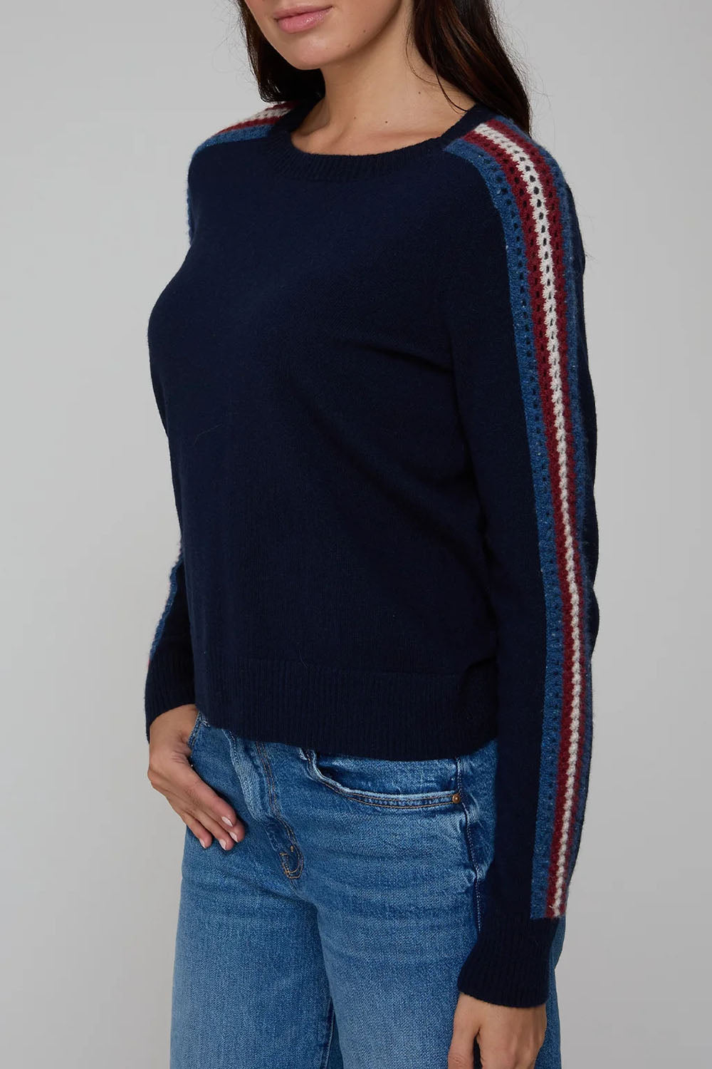 Jersey Crew with Chunky Racing Stripes in Navy Combo