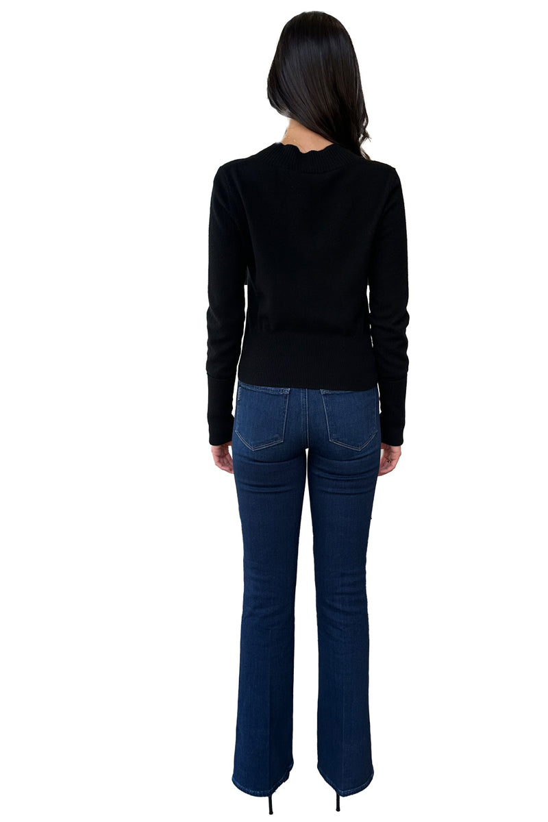 V Neck with High Cuffs in Black