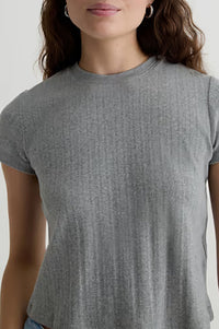 Sadie Pointelle Crew in Heather Grey