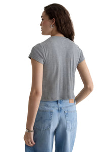 Sadie Pointelle Crew in Heather Grey