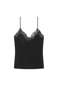 Annabelle Silk and Lace Camisole Top in Black