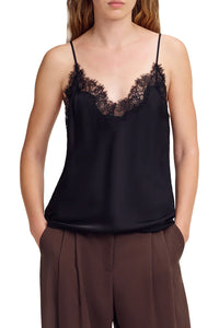 Annabelle Silk and Lace Camisole Top in Black