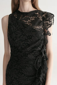 Astrid Lace Midi Dress in Black