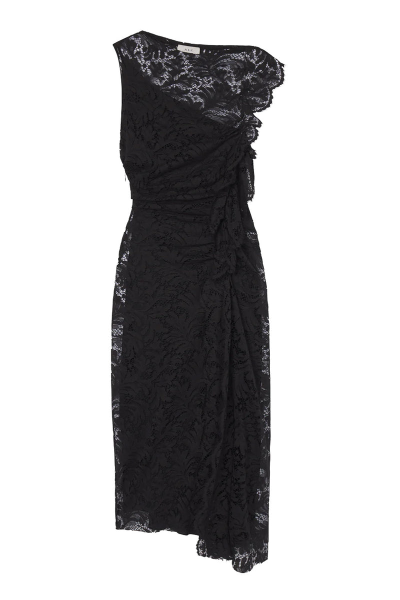 Astrid Lace Midi Dress in Black