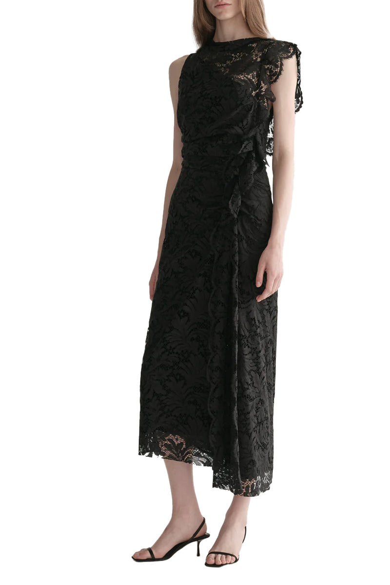Astrid Lace Midi Dress in Black