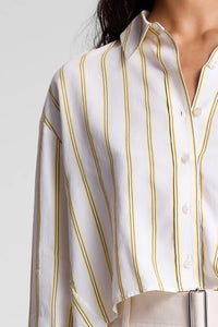 Maude Cropped Silk Shirt in Canary