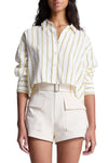 Maude Cropped Silk Shirt in Canary