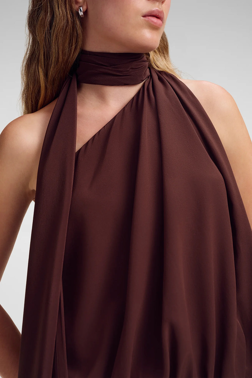 Celeste Silk Top in Coffee