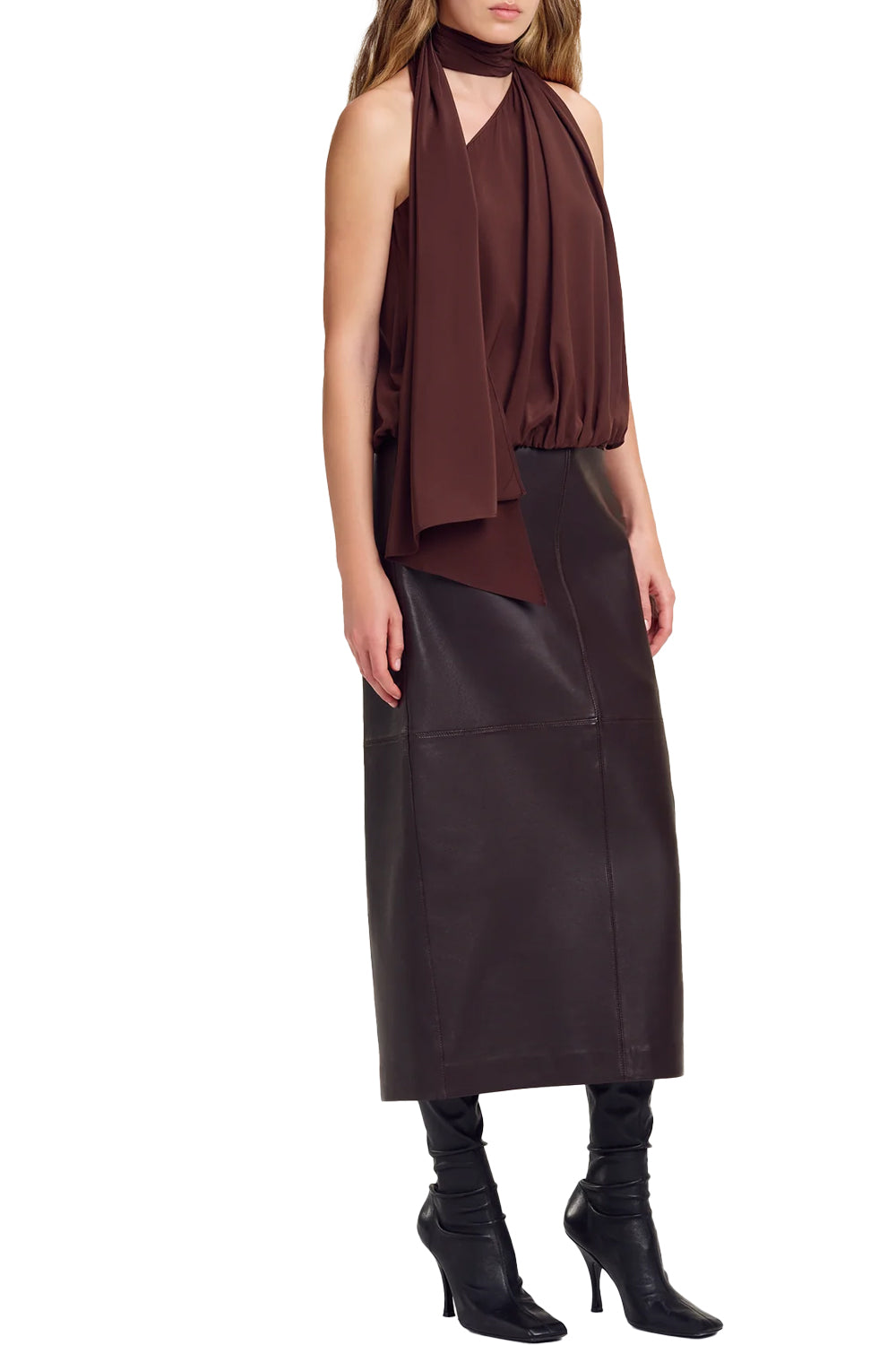 Celeste Silk Top in Coffee